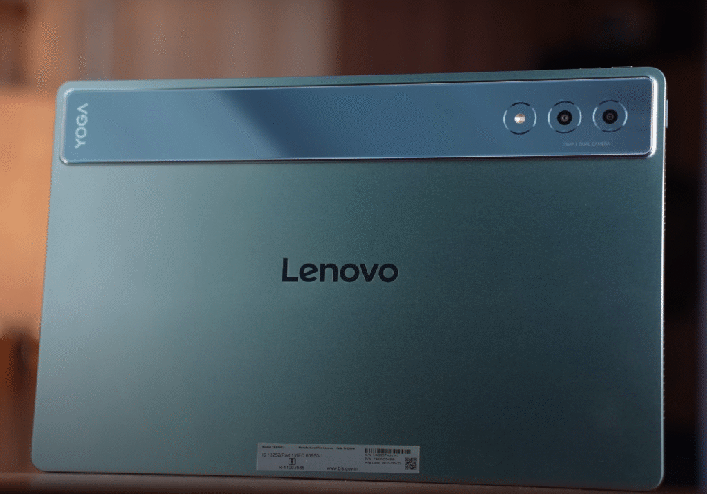 Lenovo Yoga Tab Plus back panel showing dual camera and Yoga branding