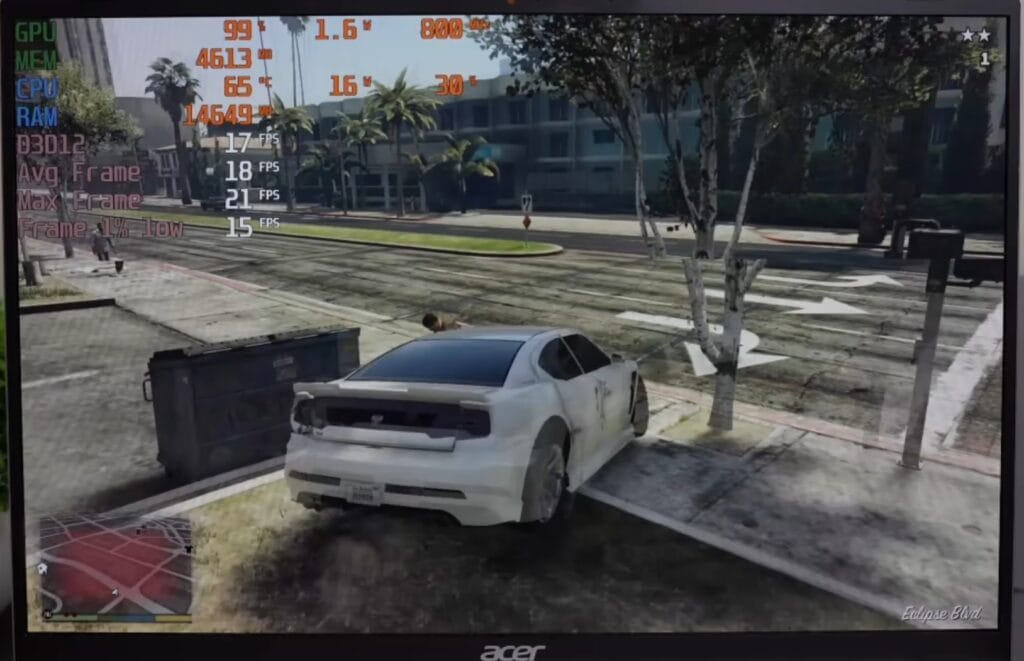 Valorant gameplay on an Acer laptop displaying frame rate overlay with 150 FPS performance.