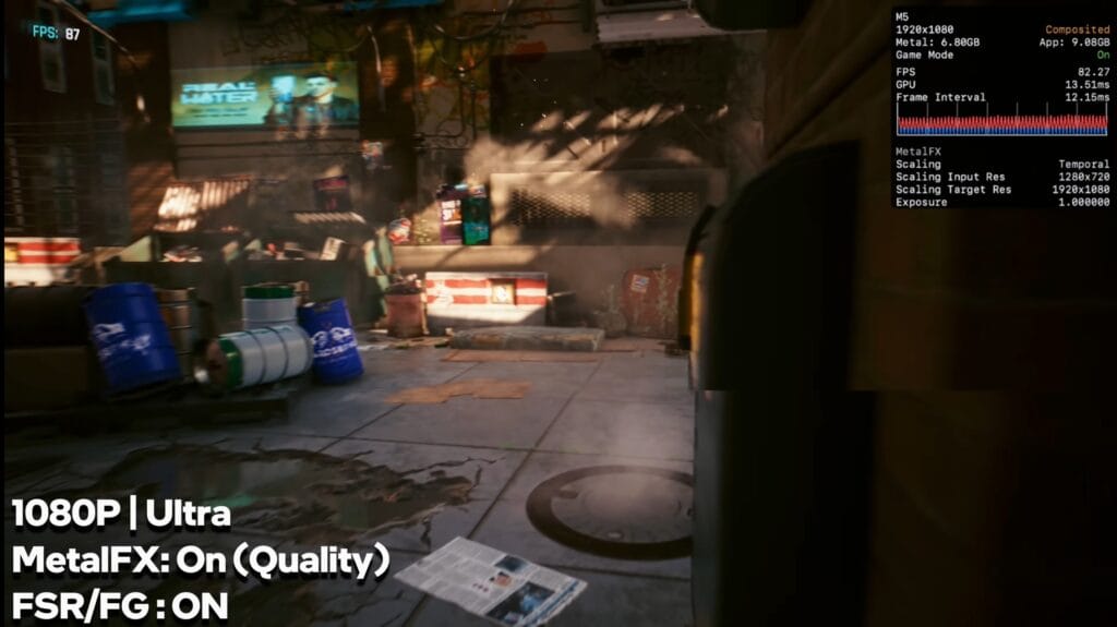 Cyberpunk 2077 (Native on macOS) in 1080P ultra quality