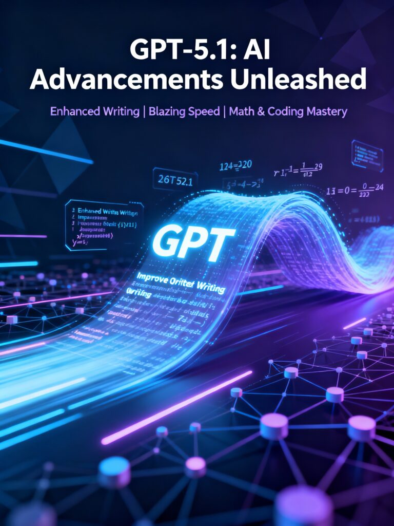 Feature image for GPT-5.1 blog showcasing AI advancements and improvements with official GPT logo in the bottom right corner.