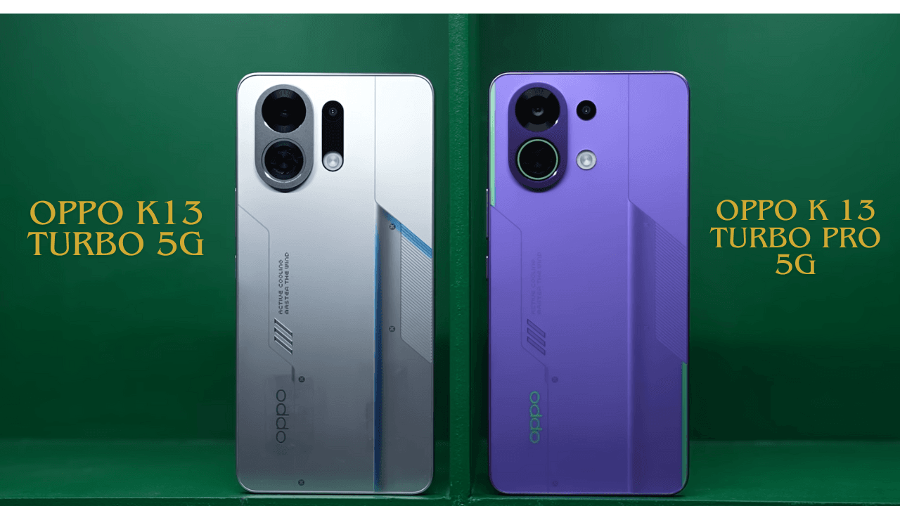 Oppo K13 Turbo 5G and Oppo K13 Turbo Pro 5G smartphones side by side showing rear design