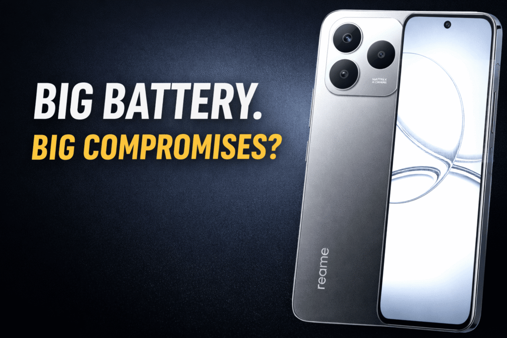 Realme Narzo 90 smartphone showing rear camera design and AMOLED display in review thumbnail