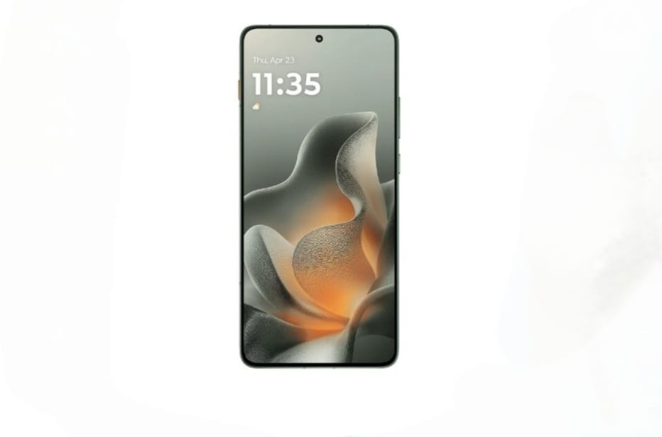 motorola-edge-70.jpg" alt="Motorola Edge 70 smartphone front display with abstract wallpaper and centered punch-hole camera