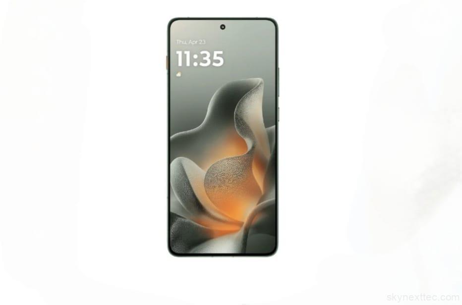 motorola-edge-70.jpg" alt="Motorola Edge 70 smartphone front display with abstract wallpaper and centered punch-hole camera