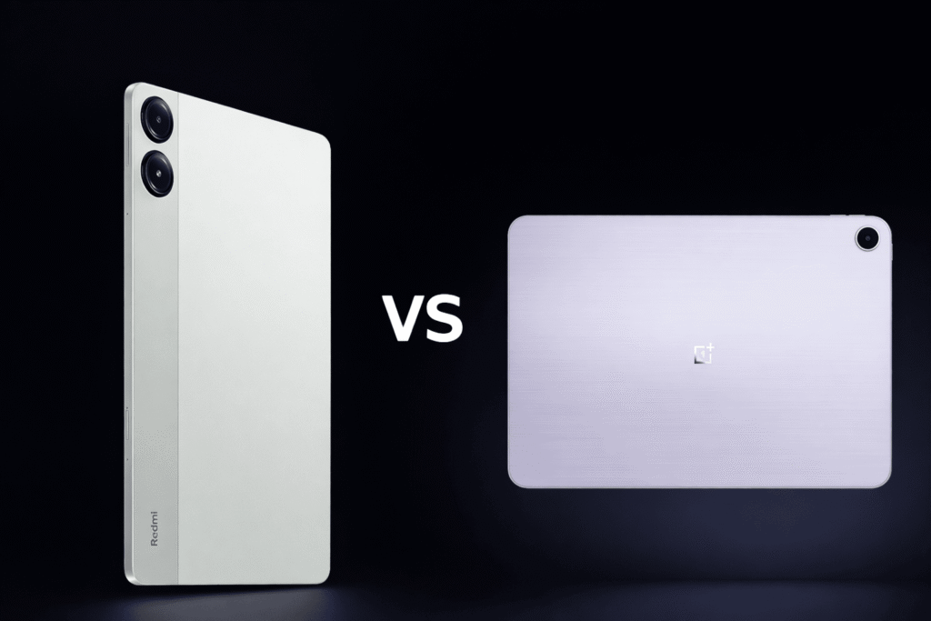 Redmi Pad 2 Pro V/S OnePlus Pad Go 2 comparison showing rear design and camera layout