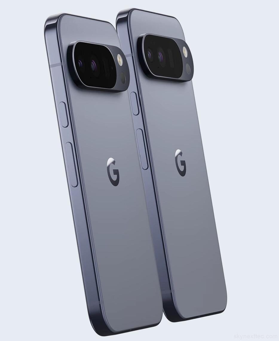 Google Pixel 10 Pro rear design with dual phones showing premium matte finish and large camera module